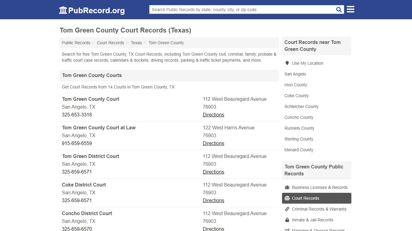 Free Tom Green County Court Records (Texas Court Records) - PubRecord.org