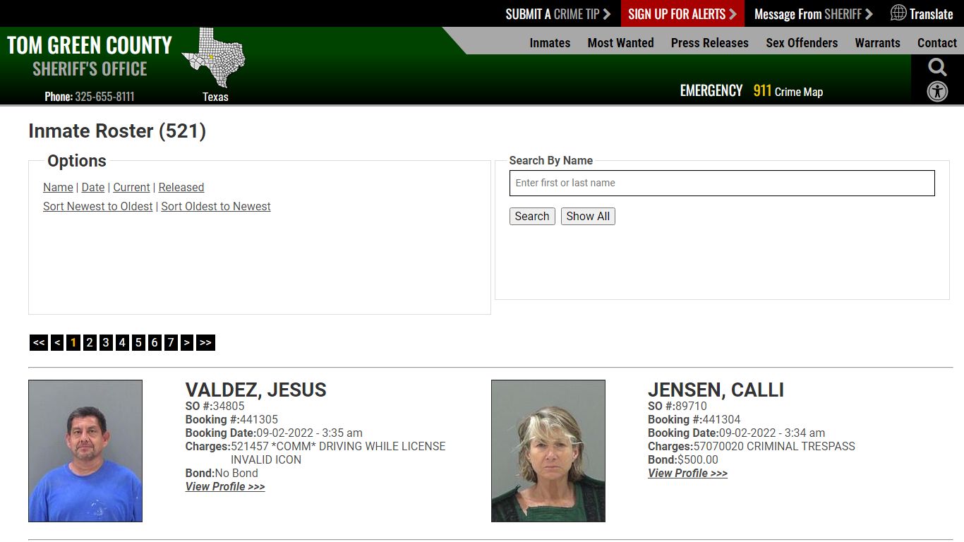 Inmate Roster - Tom Green County TX Sheriff's Office