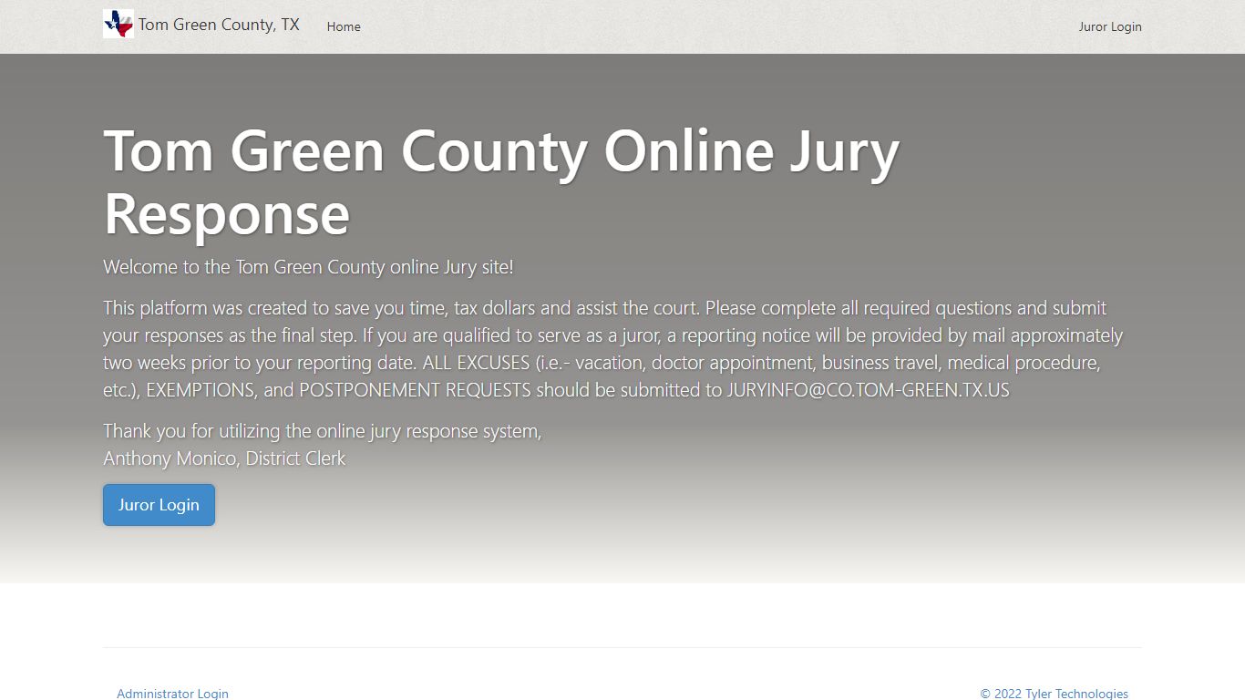 Home | Tom Green County, TX Jury Response